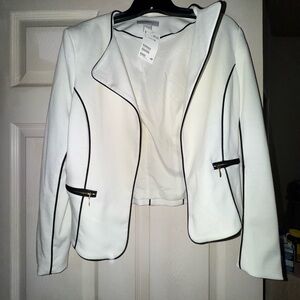 H&M White Blazer with Black Piping NWT